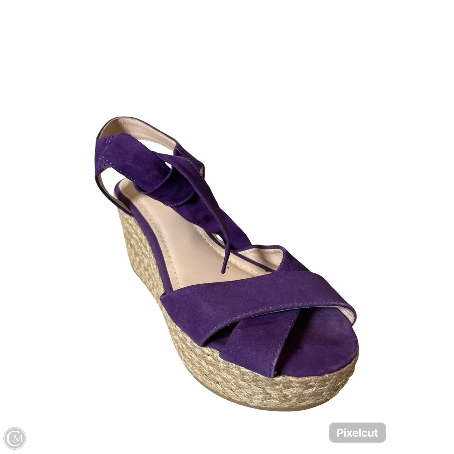 Shoes Heels Platform By Clothes Mentor In Purple & Tan, Size: 7