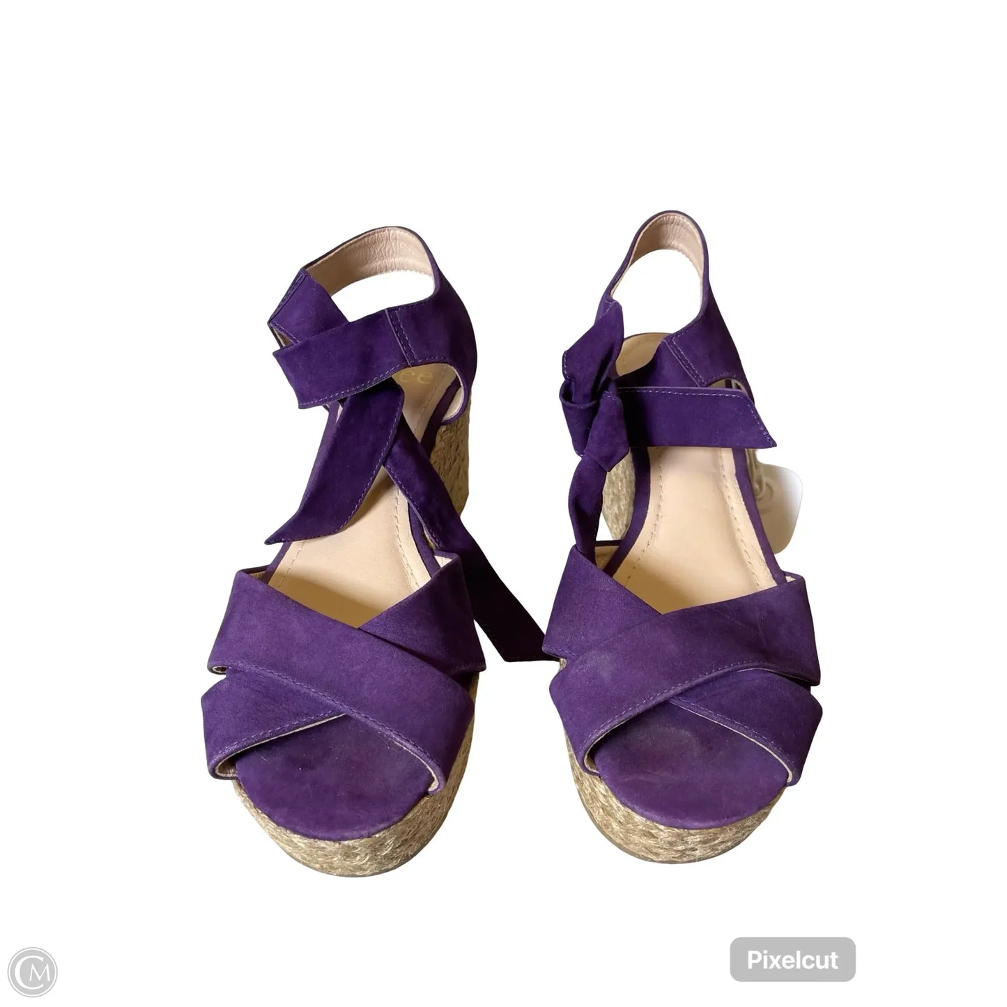 Shoes Heels Platform By Clothes Mentor In Purple & Tan, Size: 7