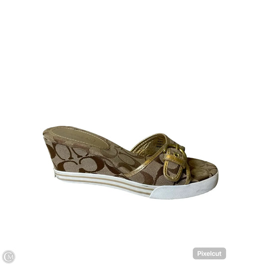 Shoes Designer By Coach In Brown & Gold, Size: 6