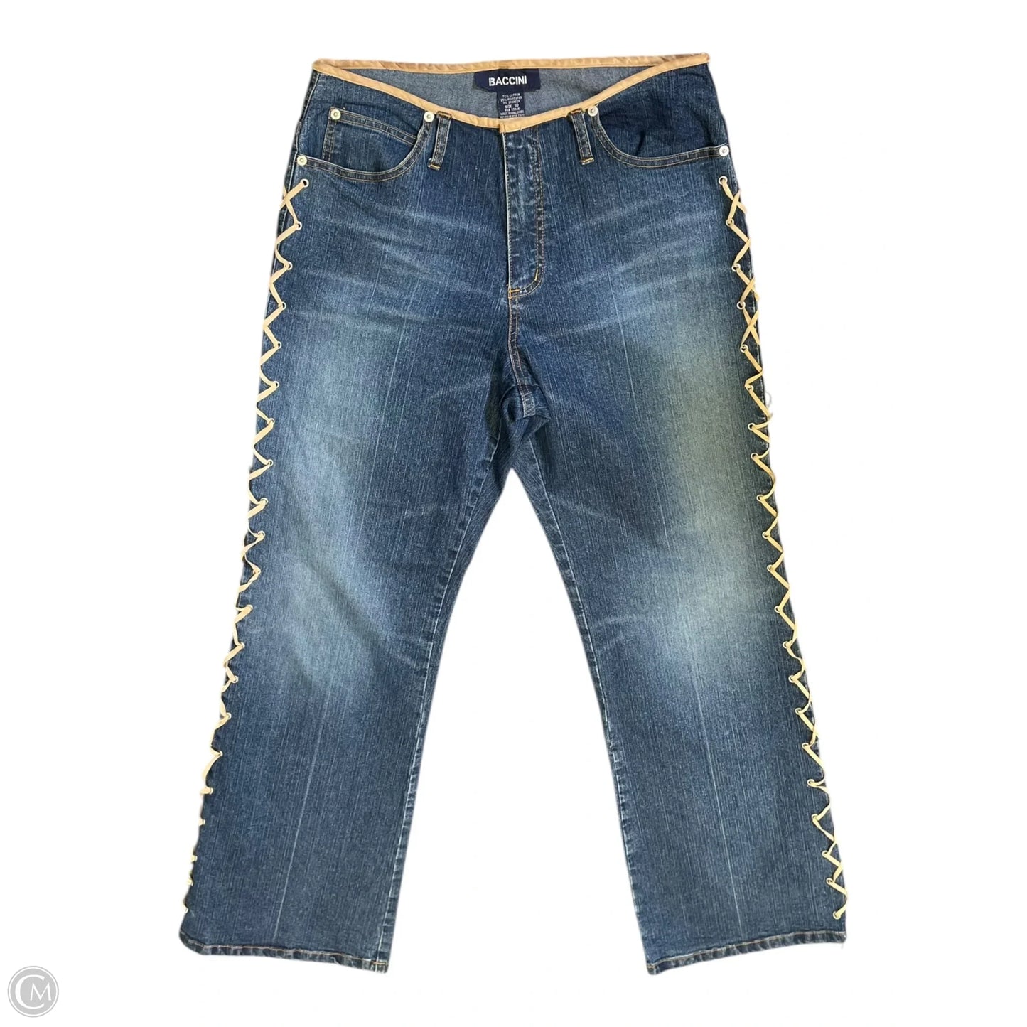 Jeans Wide Leg By Baccini In Blue & Tan, Size: 10