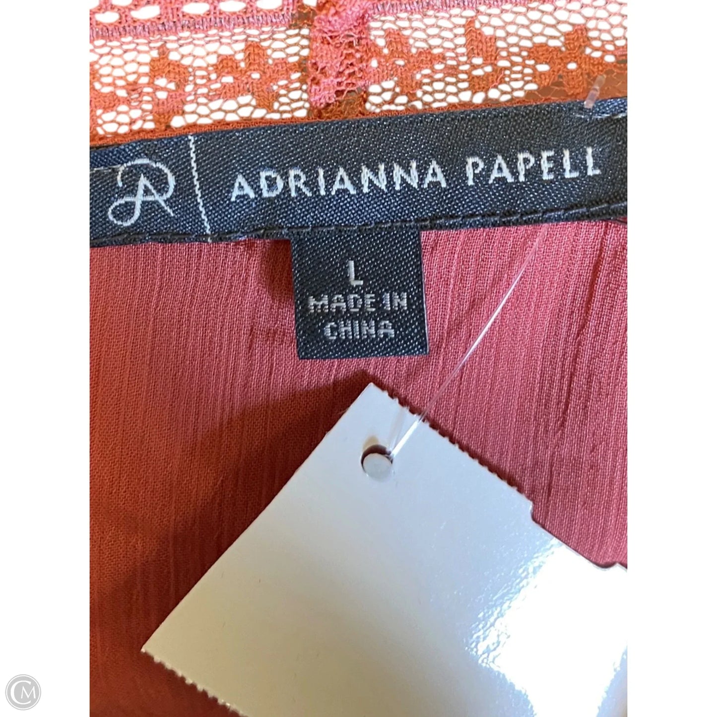 Blouse Short Sleeve By Adrianna Papell In Pink, Size: L