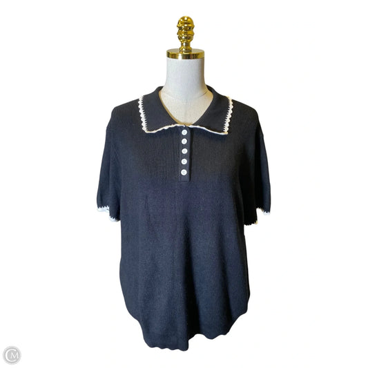 Sweater Short Sleeve By Adrianna Papell In Black & White, Size: Xl
