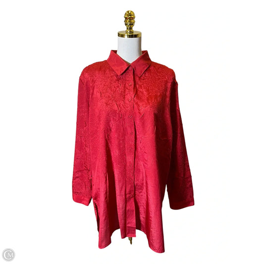Blouse Long Sleeve By Chicos In Red, Size: Xl