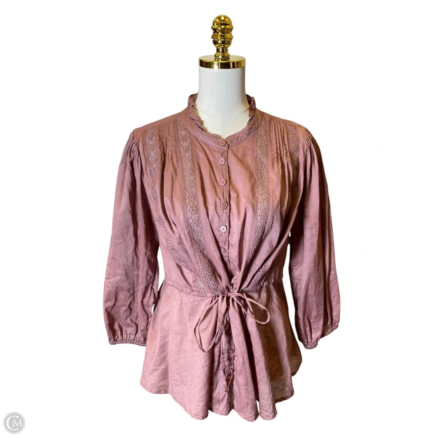 Blouse Long Sleeve By Torrid In Pink, Size: L