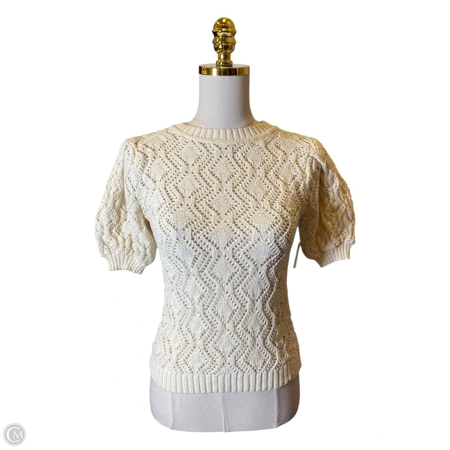 Top Short Sleeve By Zara In Cream, Size: S