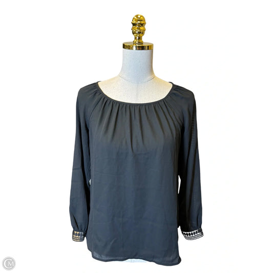 Blouse Long Sleeve By Loft In Black, Size: Xsp