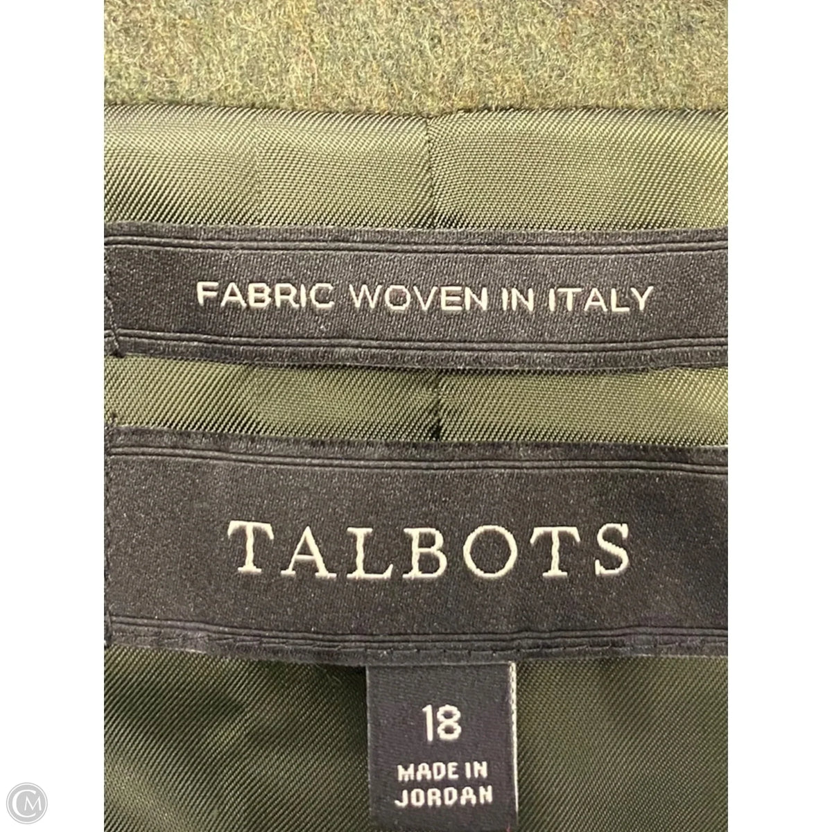 Coat Peacoat By Talbots In Green, Size: 18