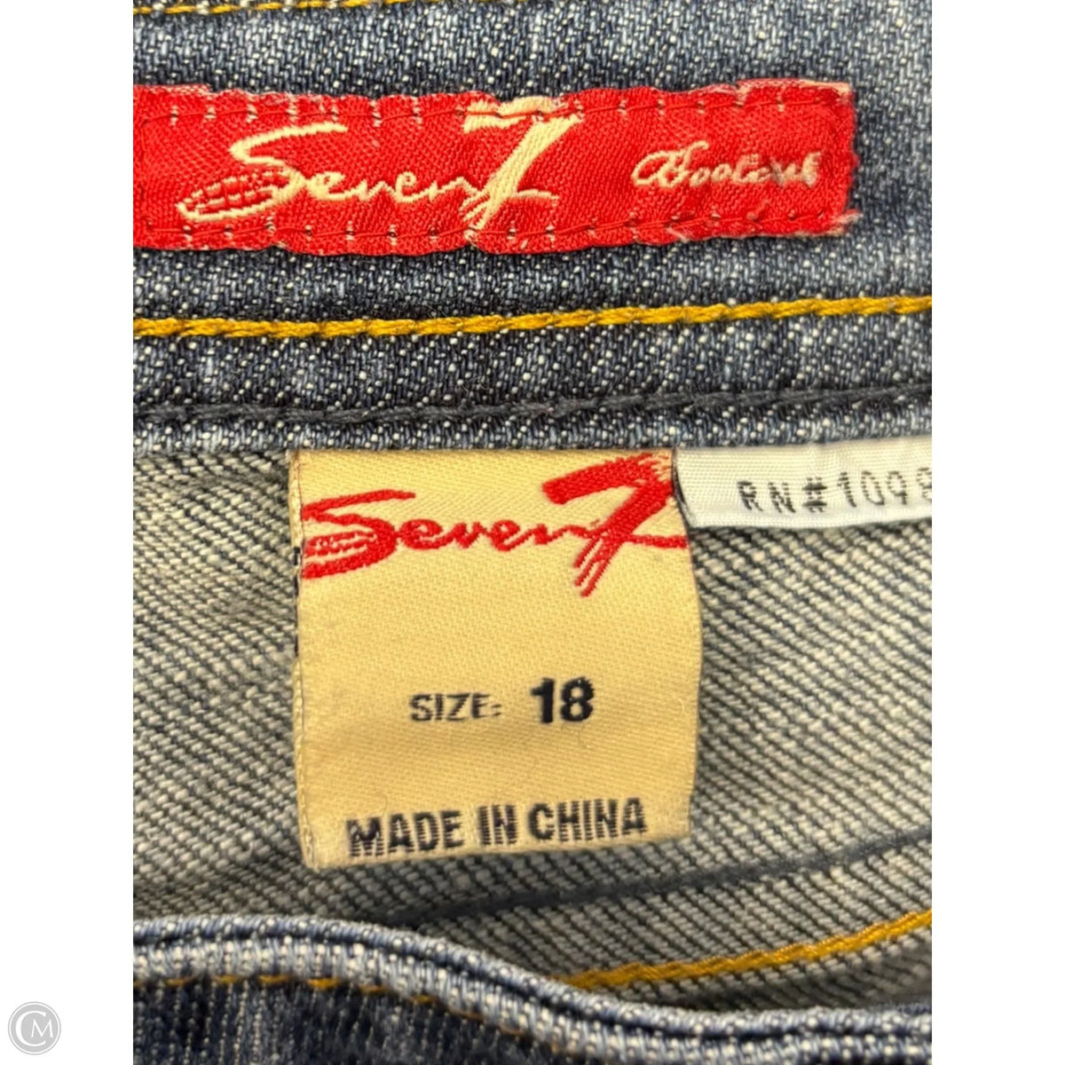Jeans Boot Cut By Seven 7 In Blue Denim, Size: 18