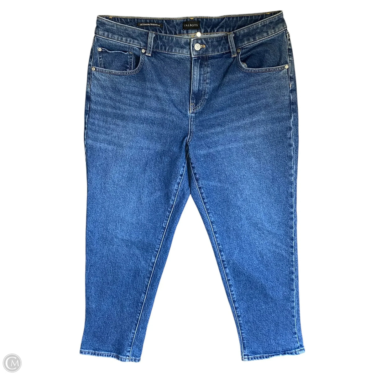 Jeans Straight By Talbots In Blue Denim, Size: 14