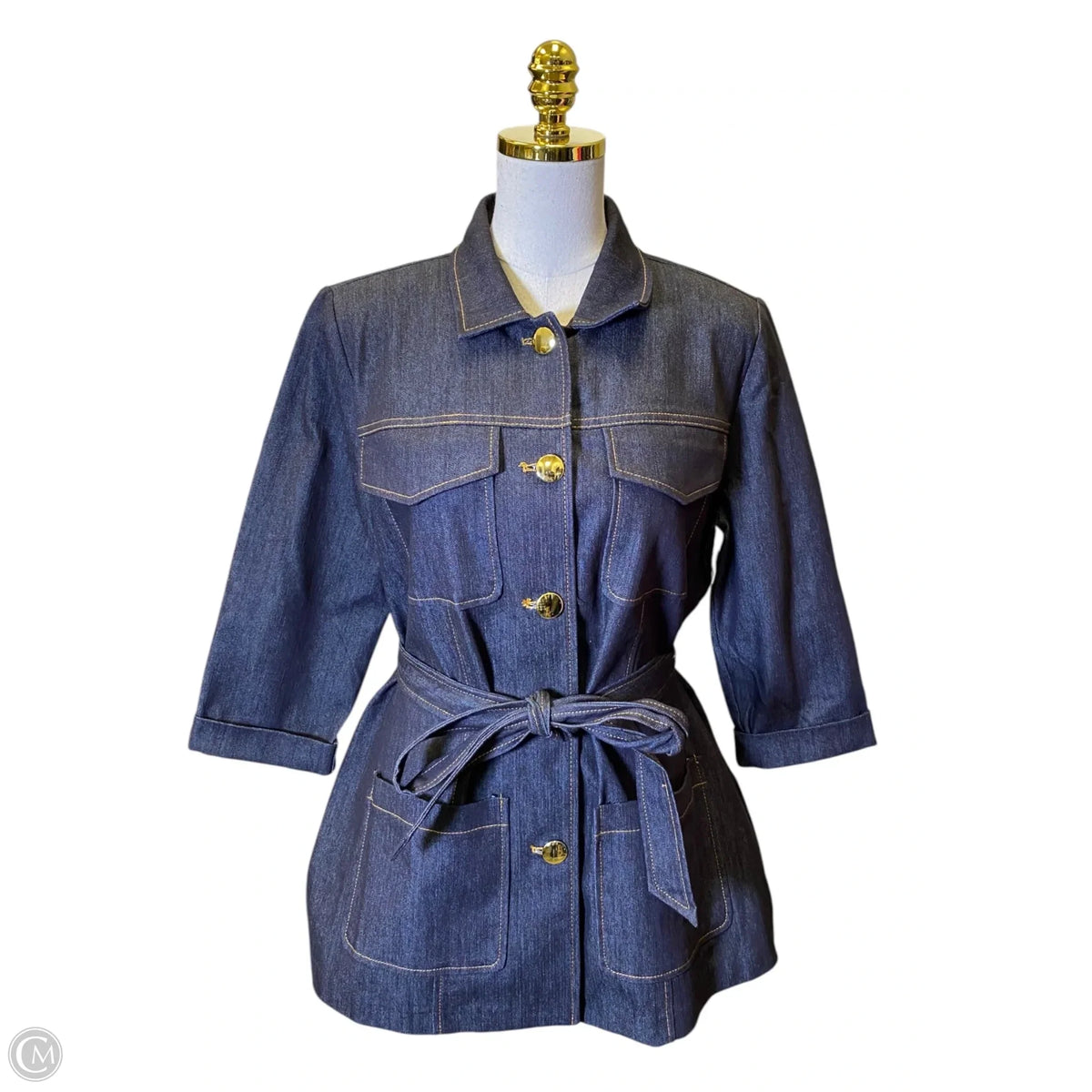 Jacket Denim By Clothes Mentor In Blue Denim, Size: L
