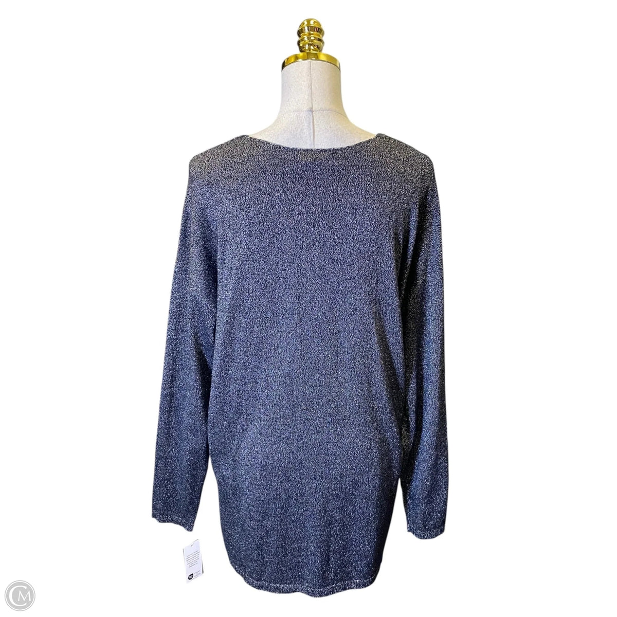 Top Long Sleeve By Inc In Black & Silver, Size: L