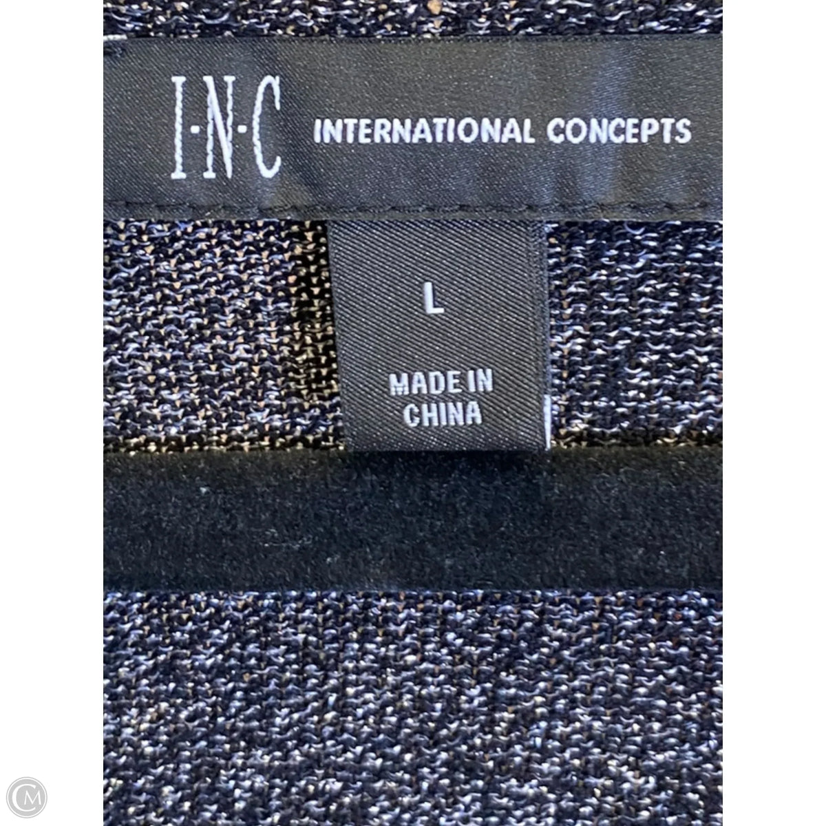 Top Long Sleeve By Inc In Black & Silver, Size: L