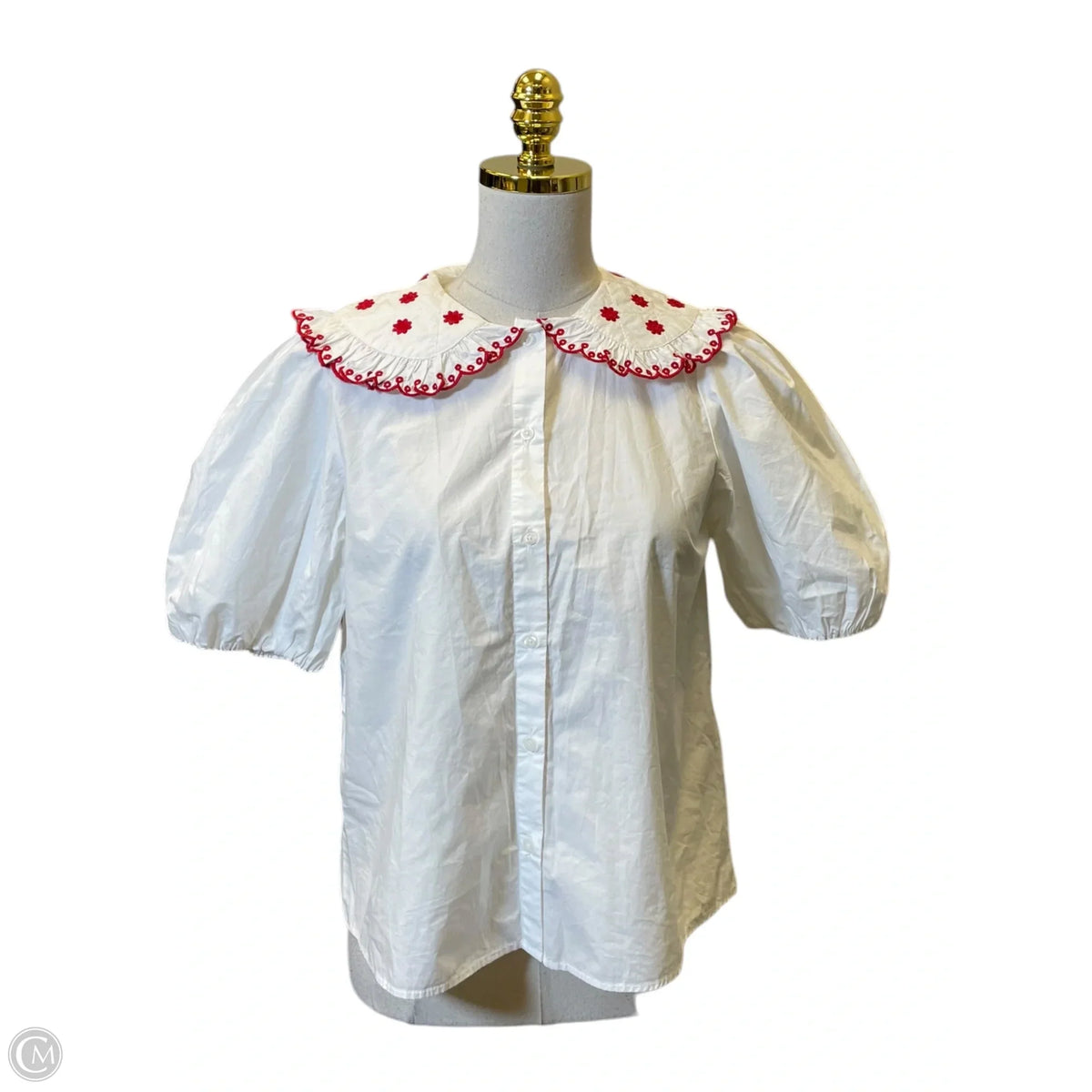 Blouse Short Sleeve By Zara In Red & White, Size: S