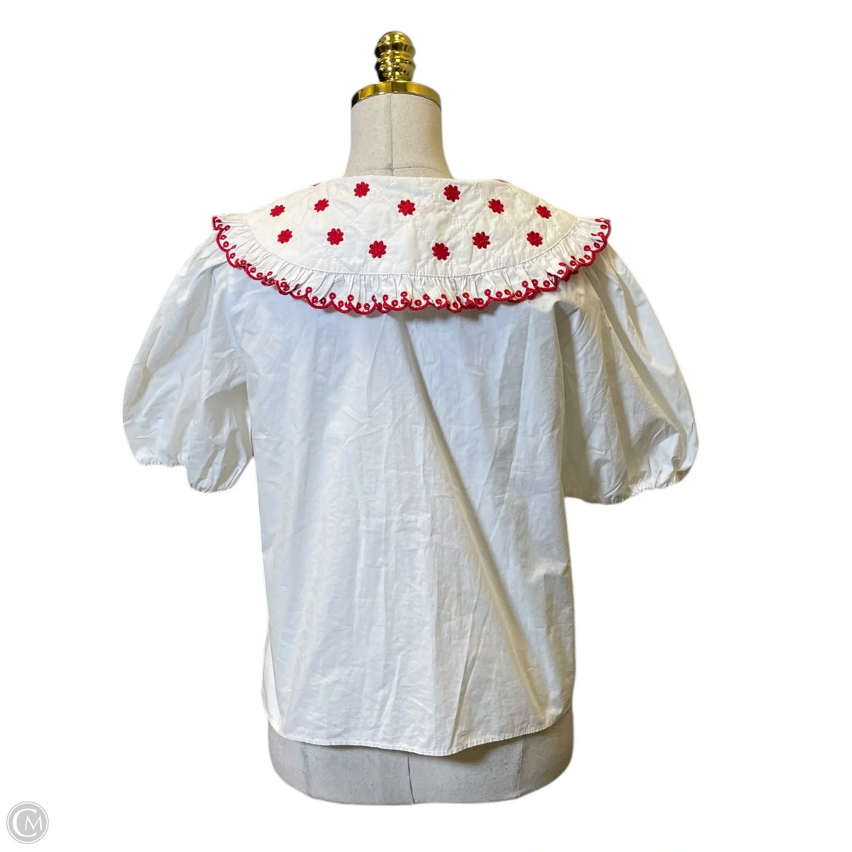 Blouse Short Sleeve By Zara In Red & White, Size: S