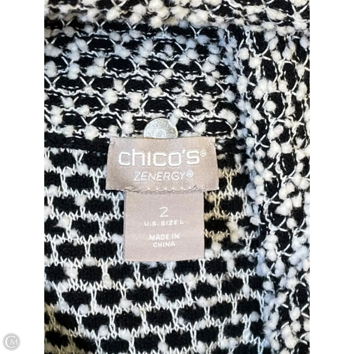 Sweater By Chicos In Black & White, Size: L