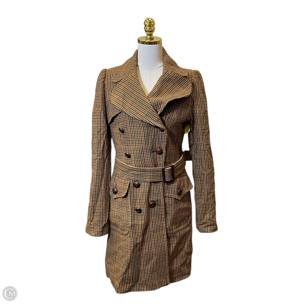Coat Trench Coat By Next In Plaid Pattern, Size: L