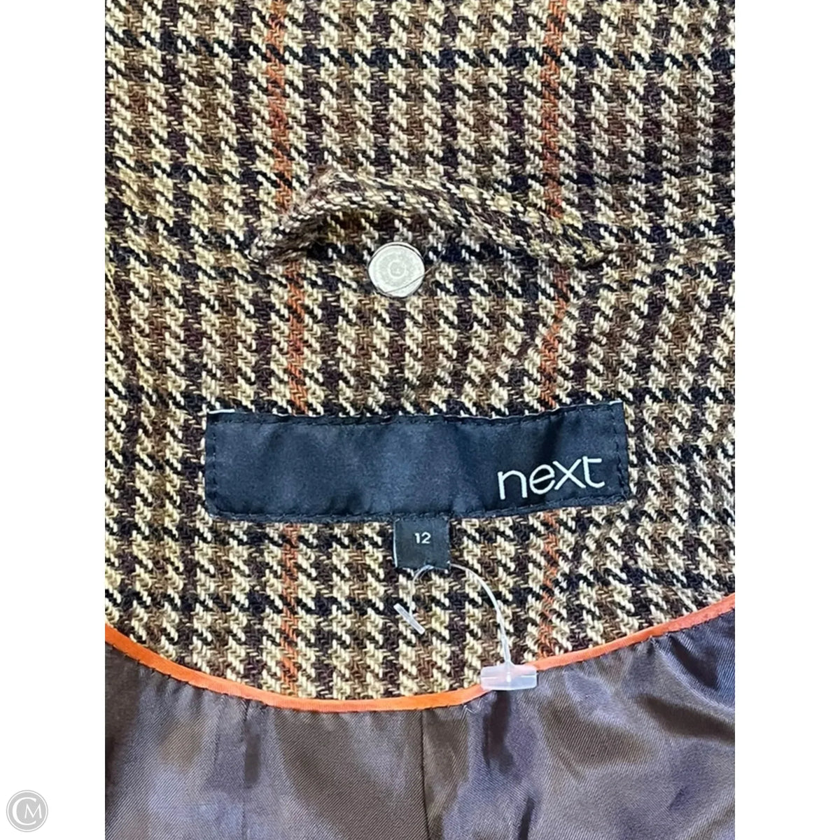 Coat Trench Coat By Next In Plaid Pattern, Size: L
