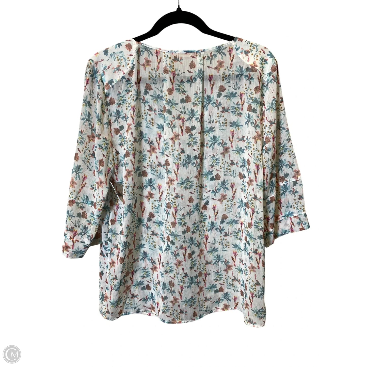 Blouse 3/4 Sleeve By Clothes Mentor In Floral Print, Size: L