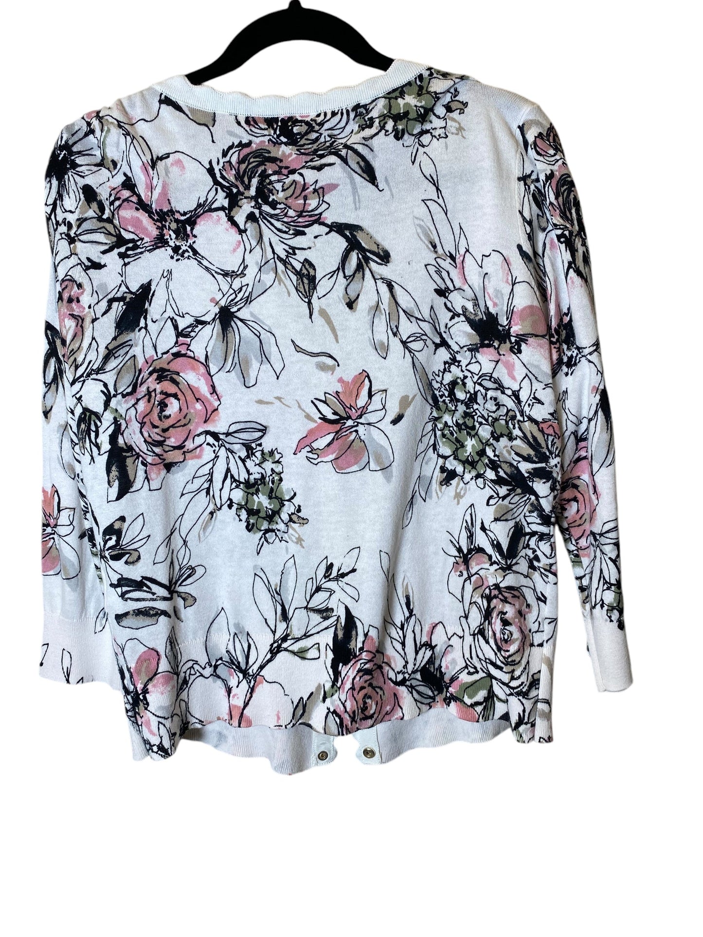 Sweater Cardigan By White House Black Market In Floral Print, Size: L