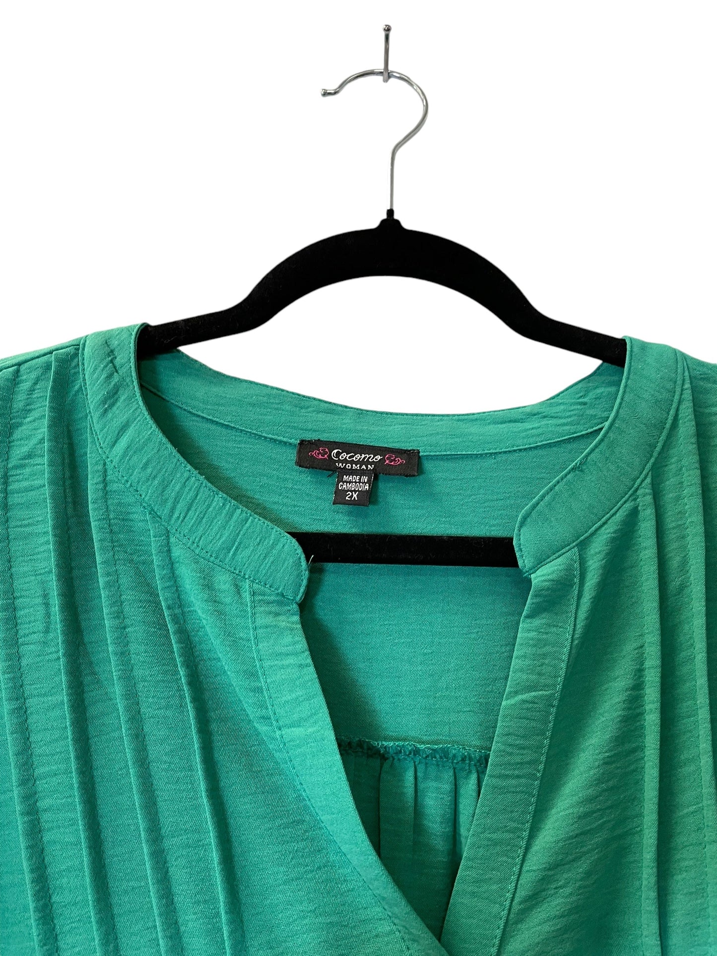 Blouse Short Sleeve By Cocomo In Green, Size: 2x