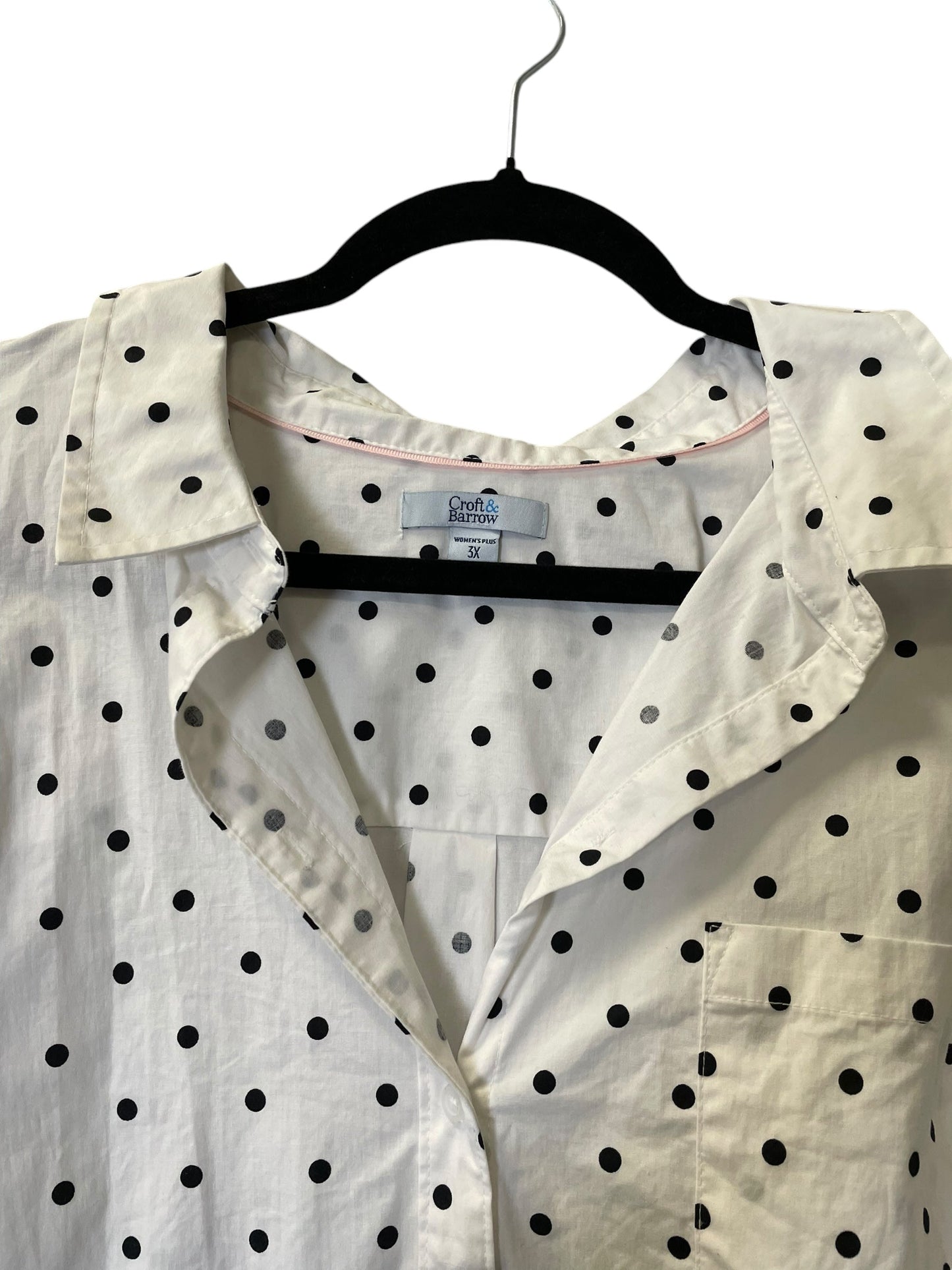 Blouse Long Sleeve By Croft And Barrow In Polkadot Pattern, Size: 3x