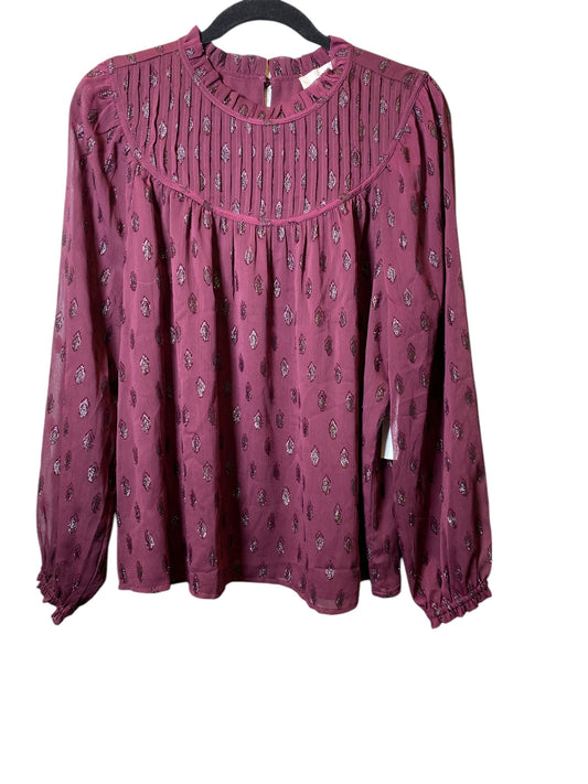 Top Long Sleeve By Loft In Maroon, Size: L