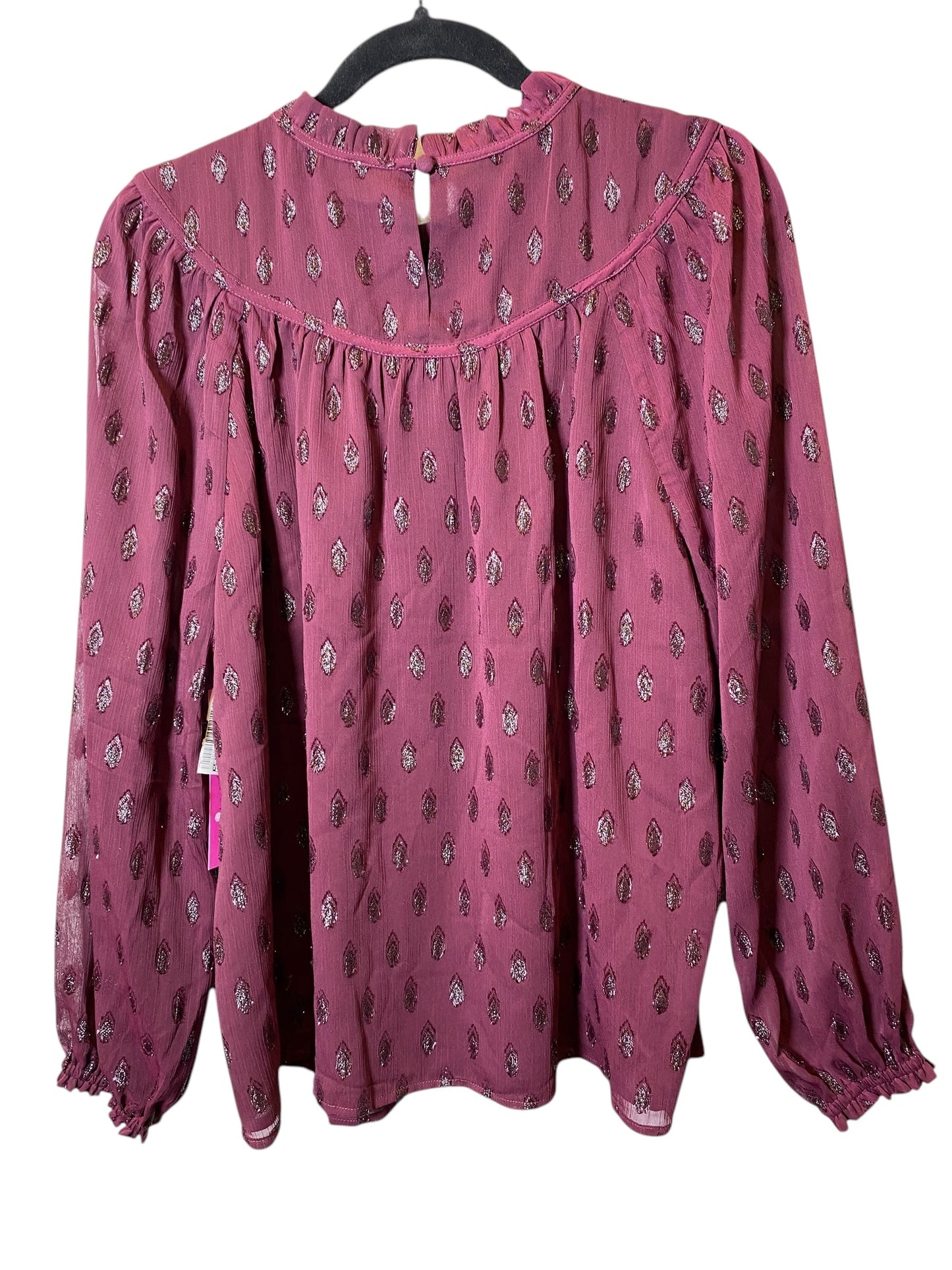 Top Long Sleeve By Loft In Maroon, Size: L