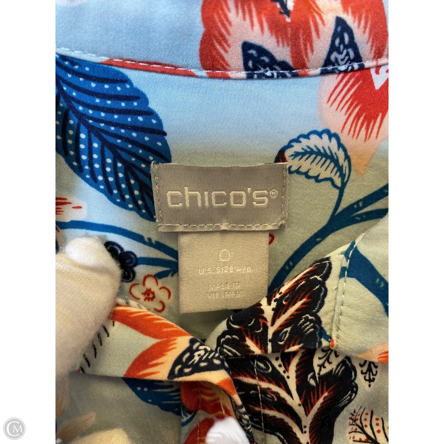 Blouse Long Sleeve By Chicos In Multi-colored, Size: S