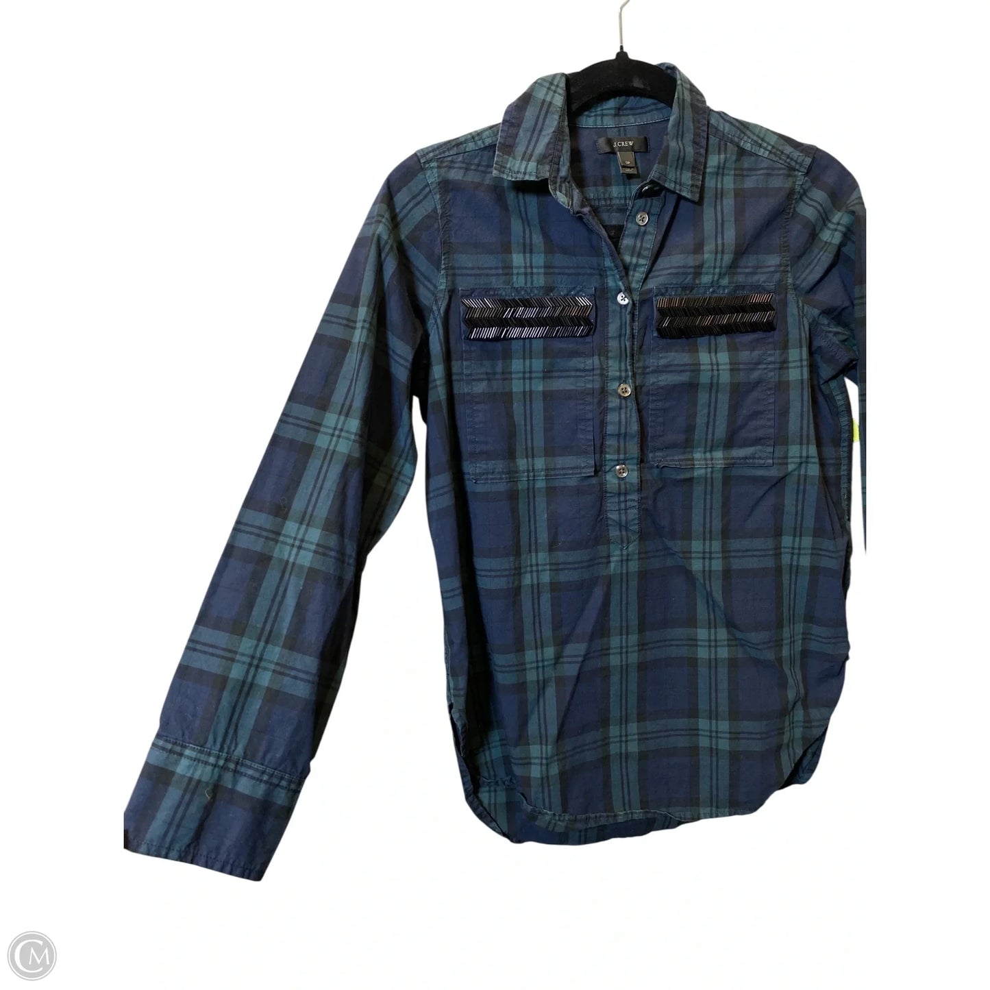 Top Long Sleeve By J. Crew In Plaid Pattern, Size: 0