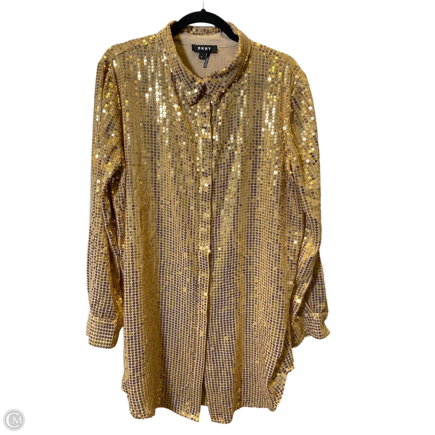Top Long Sleeve By Dkny In Gold, Size: Xl