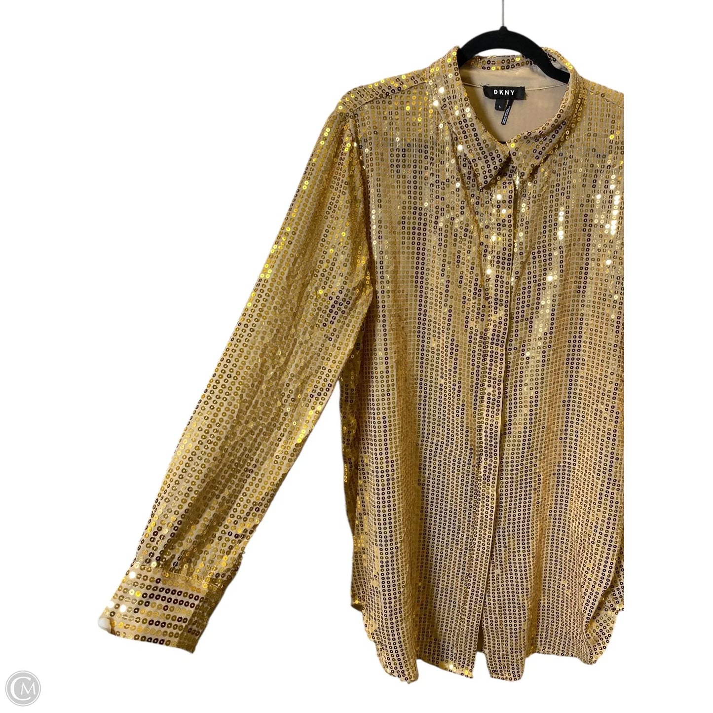 Top Long Sleeve By Dkny In Gold, Size: Xl