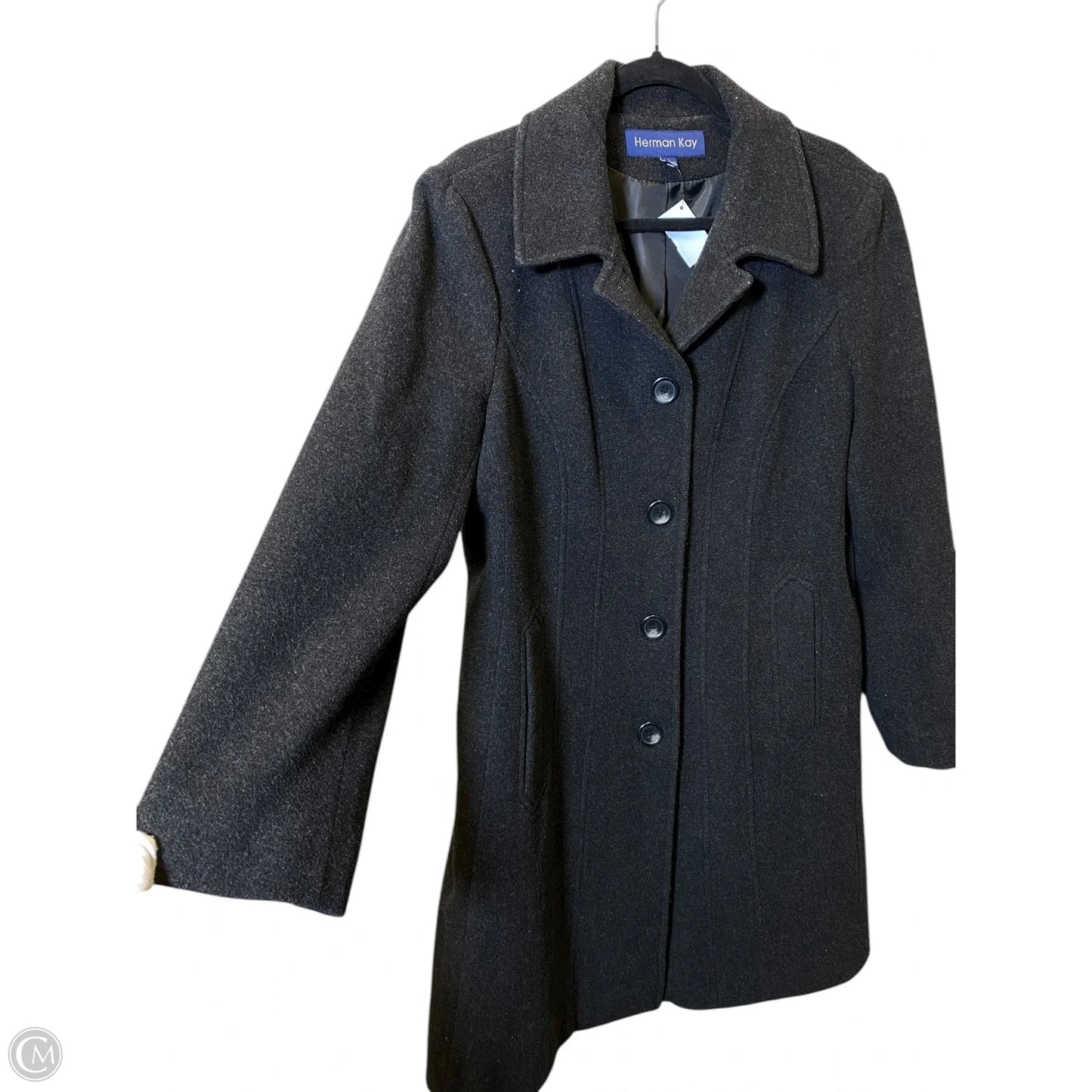 Coat Peacoat By Herman Kay In Black, Size: L