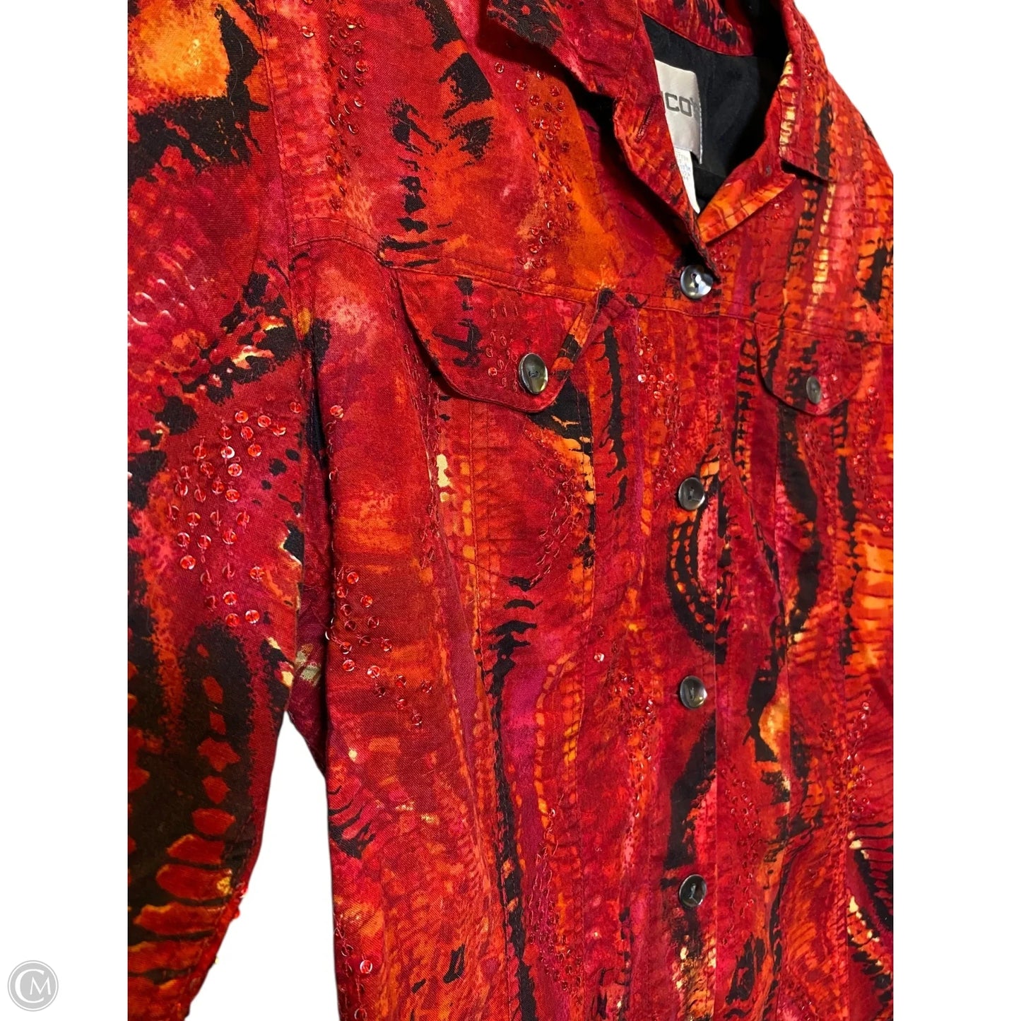 Top Long Sleeve By Chicos In Multi-colored, Size: M