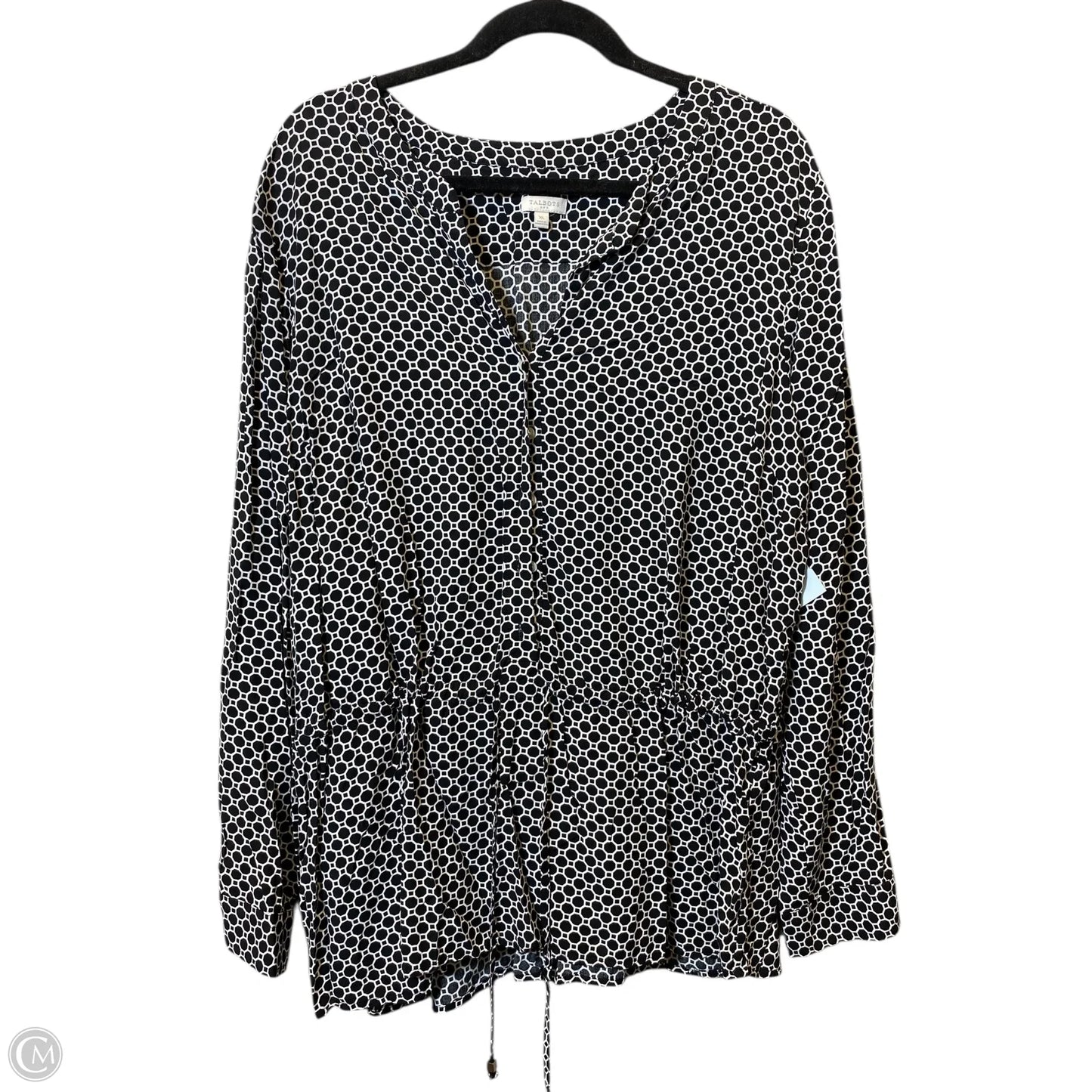 Top Long Sleeve By Talbots In Black & White, Size: Xl