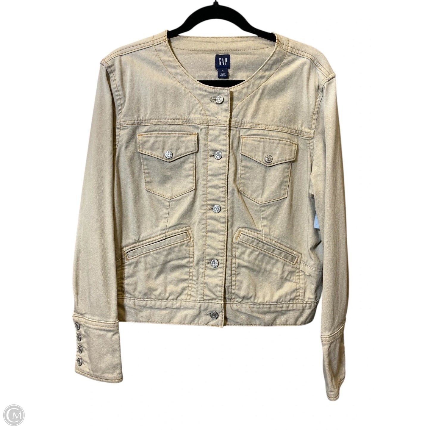 Jacket Denim By Gap In Beige, Size: Xl