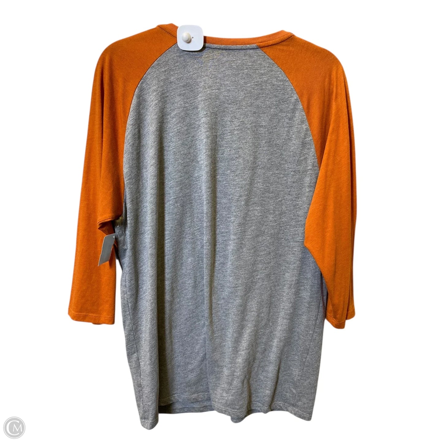 Top 3/4 Sleeve By Nike In Grey & Orange, Size: L