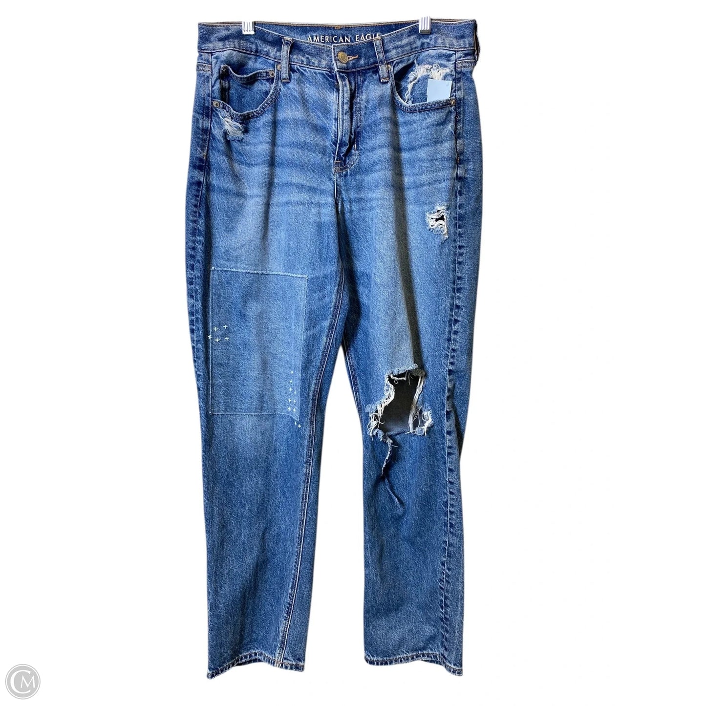 Jeans Straight By American Eagle In Blue Denim, Size: 10