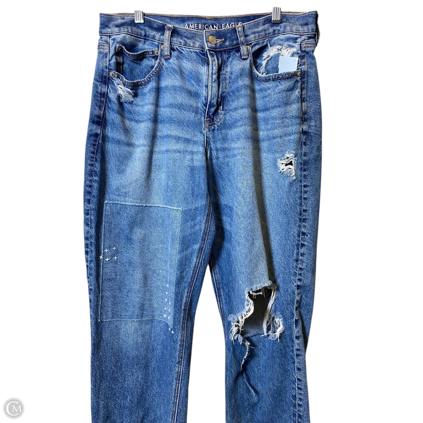 Jeans Straight By American Eagle In Blue Denim, Size: 10