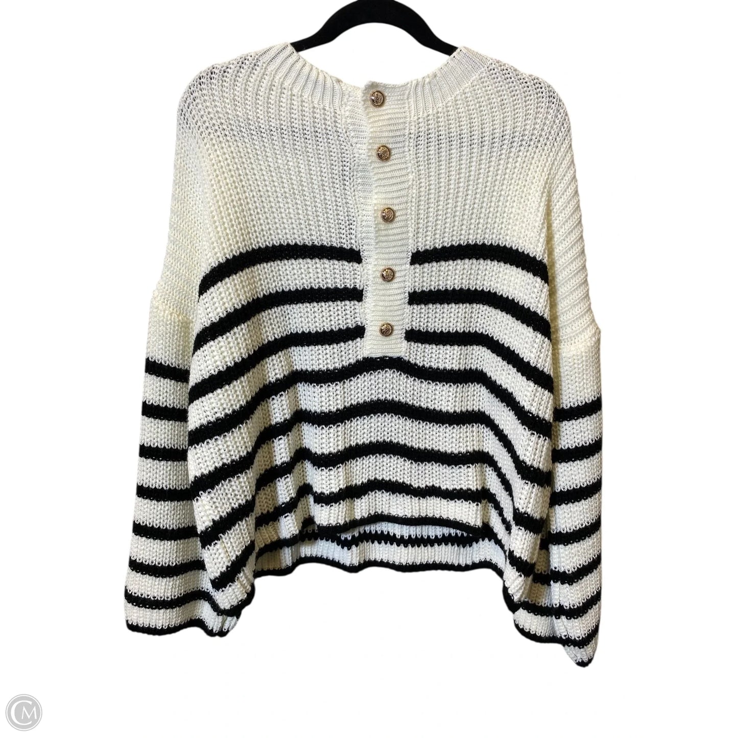 Sweater By Clothes Mentor In Black & White, Size: L