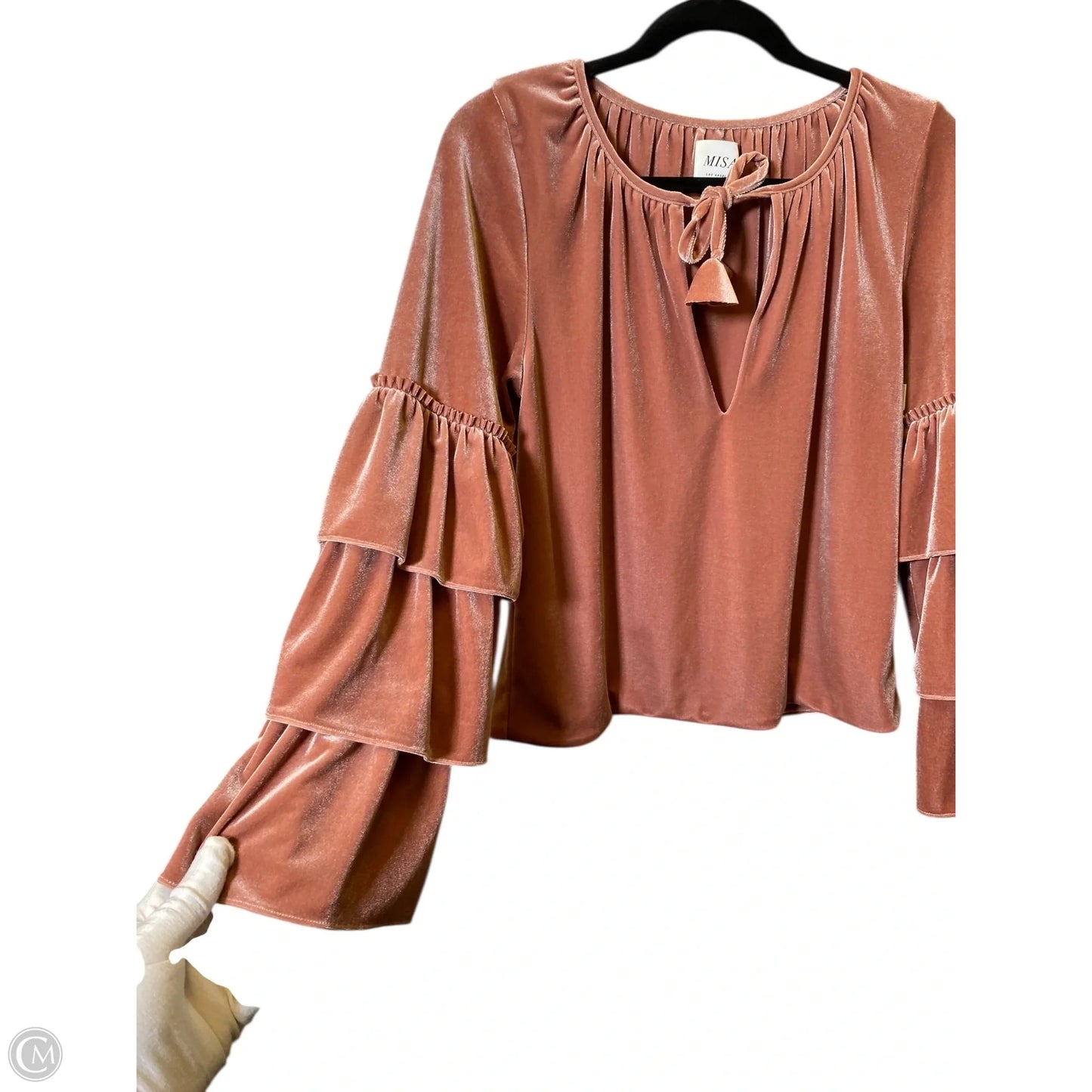 Blouse Designer By Misa In Peach, Size: S