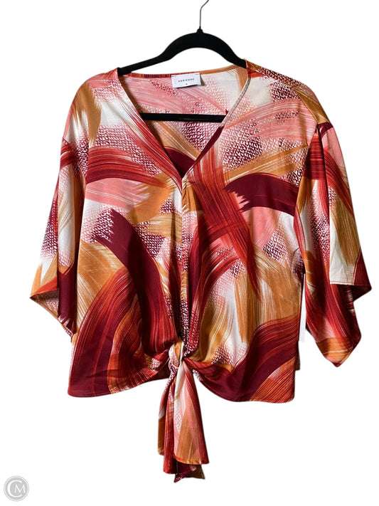 Top Short Sleeve By Adrienne Vittadini In Multi-colored, Size: M