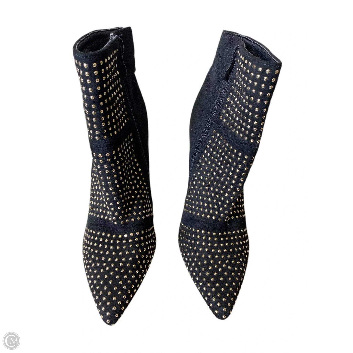 Boots Ankle Heels By Windsor In Black & Gold, Size: 6