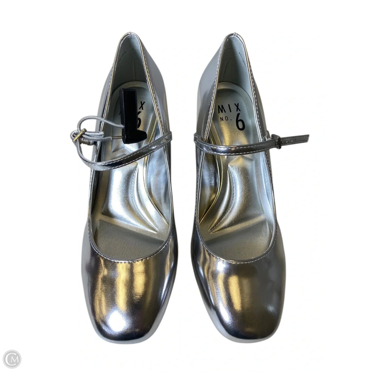 Shoes Heels Block By Mix No 6 In Silver, Size: 7.5