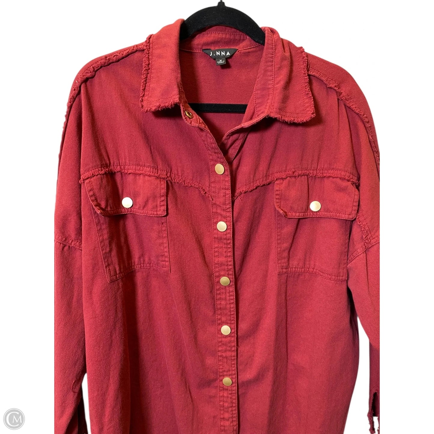 Jacket Denim By Clothes Mentor In Maroon, Size: M