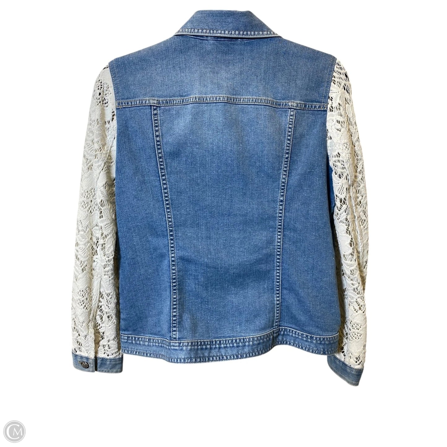 Jacket Denim By Platinum In Blue & Cream, Size: S