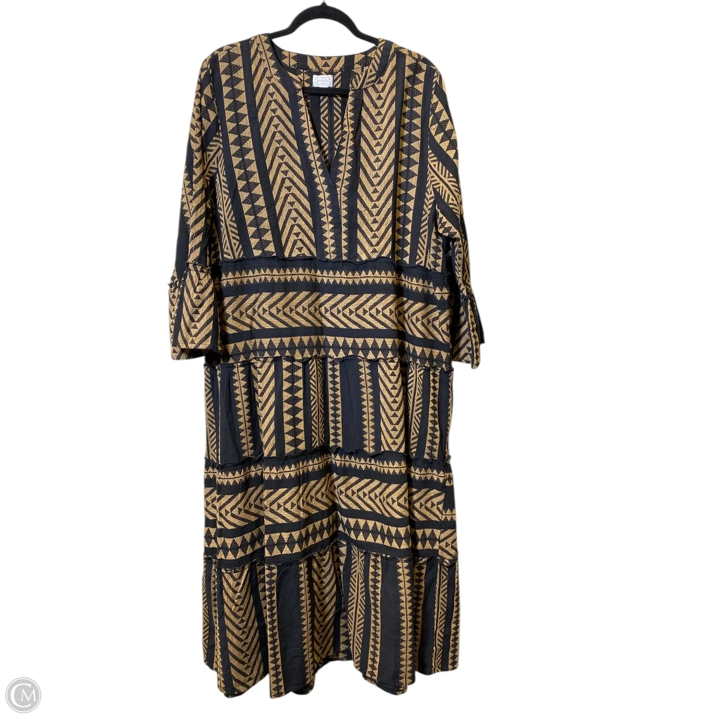 Dress Casual Maxi By Mudpie In Black & Tan, Size: L