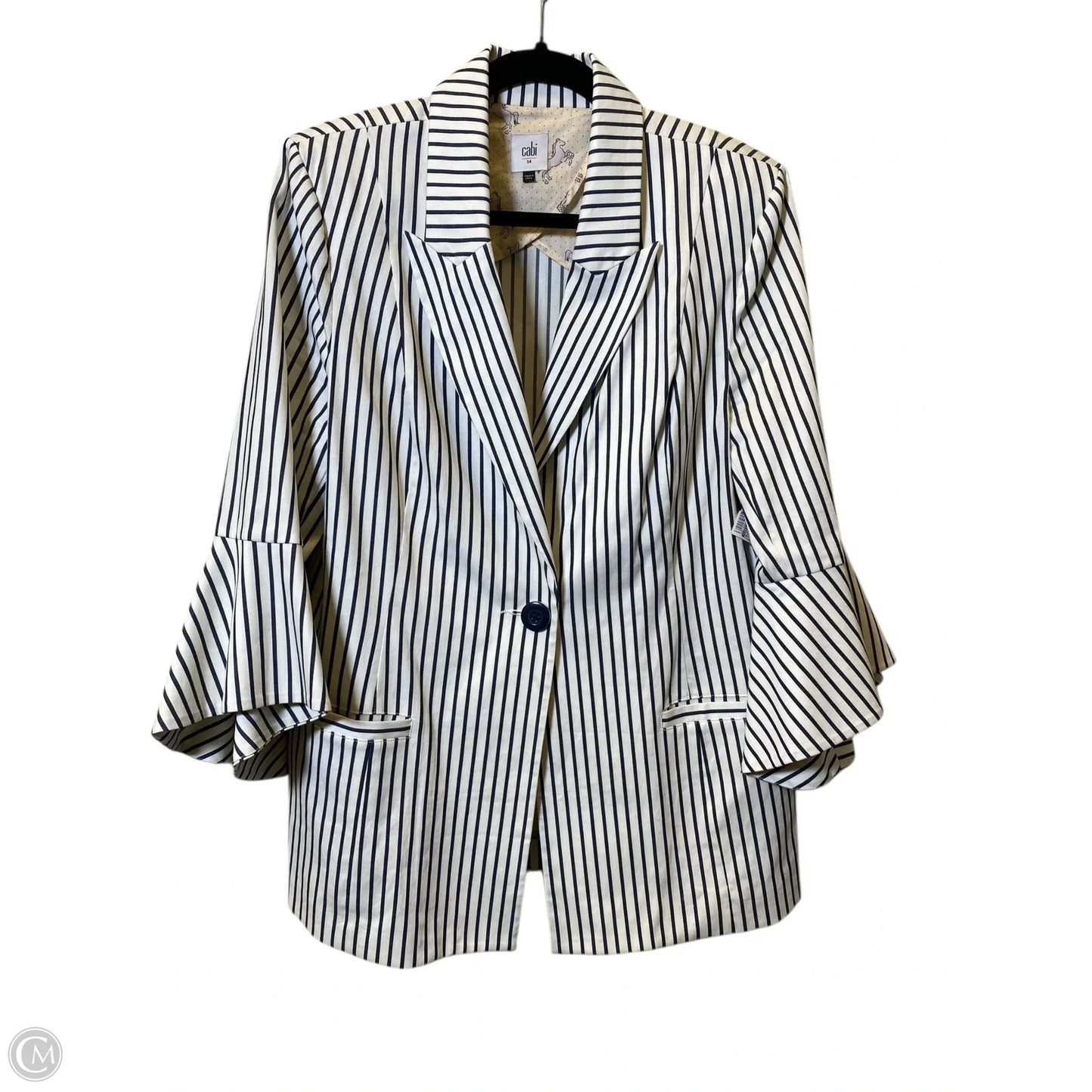 Blazer By Cabi In Striped Pattern, Size: 14