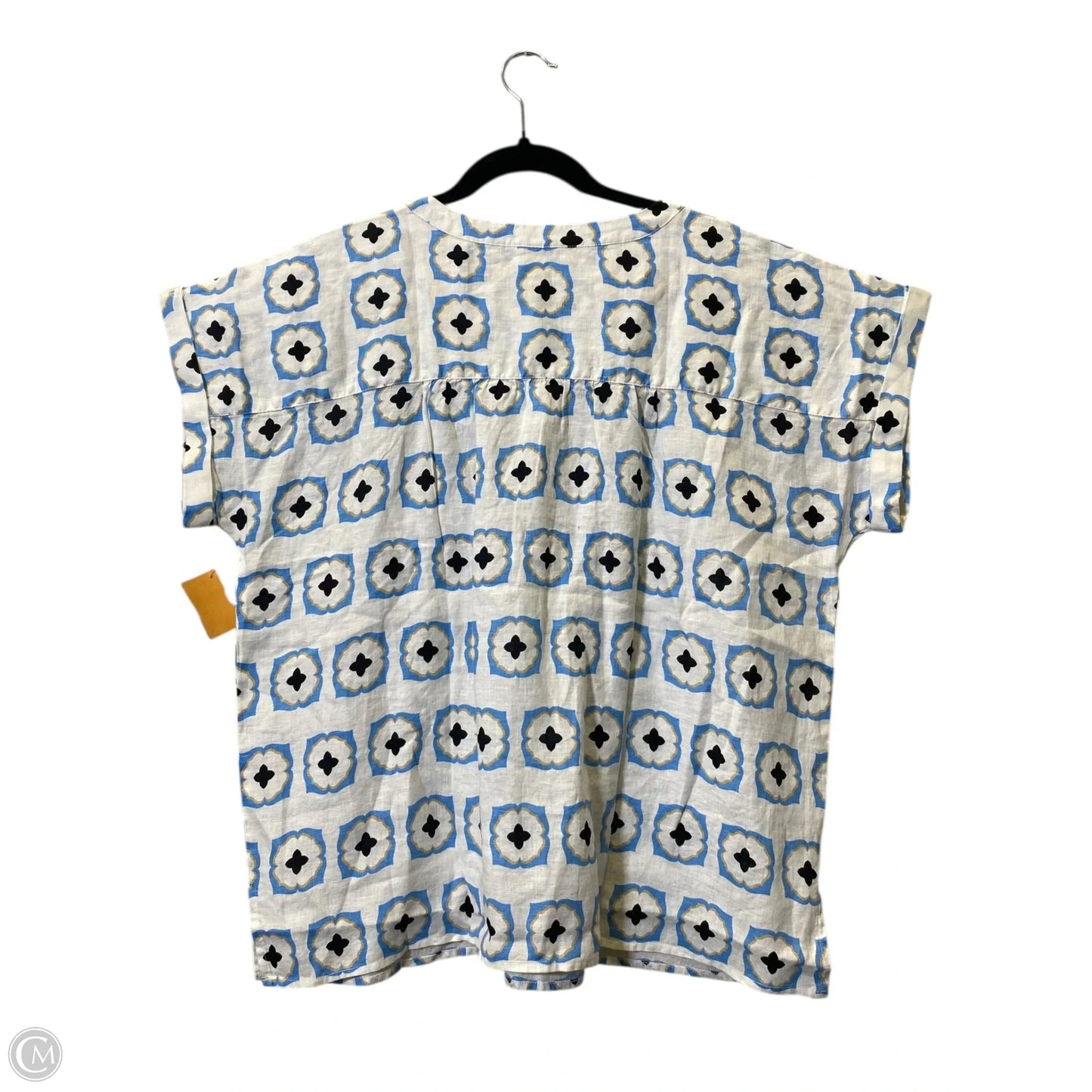 Top Short Sleeve By Ann Taylor In Blue & White, Size: L