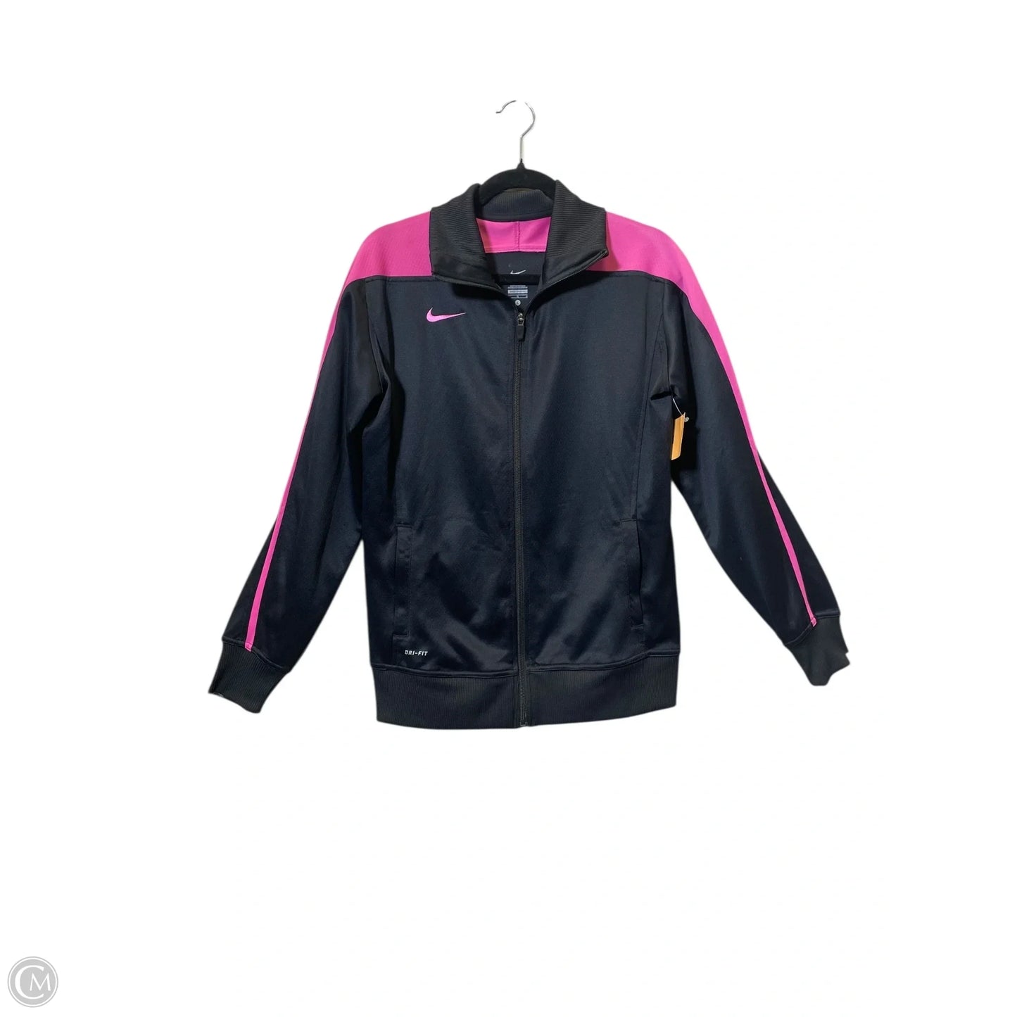 Athletic Jacket By Nike In Black & Pink, Size: L