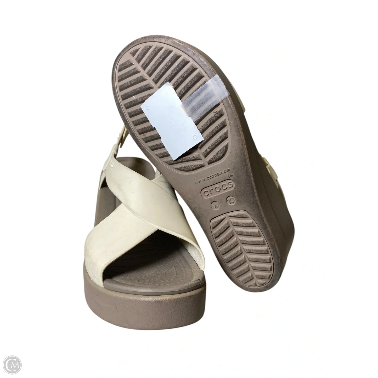 Sandals Heels Wedge By Crocs In Pink, Size: 10